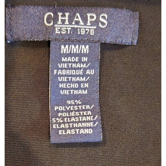 Chaps Pullover Shift Dress Womens Medium Ruched Front Long Sleeve Black Blue - Picture 3 of 11